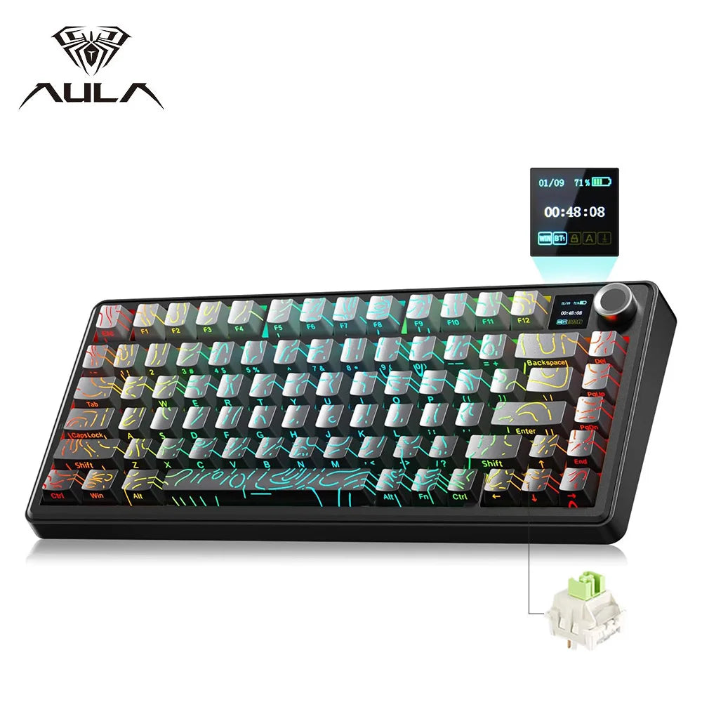 Aula F75 MAX Wireless Gaming Keyboard With Smart Digital Screen and Knob