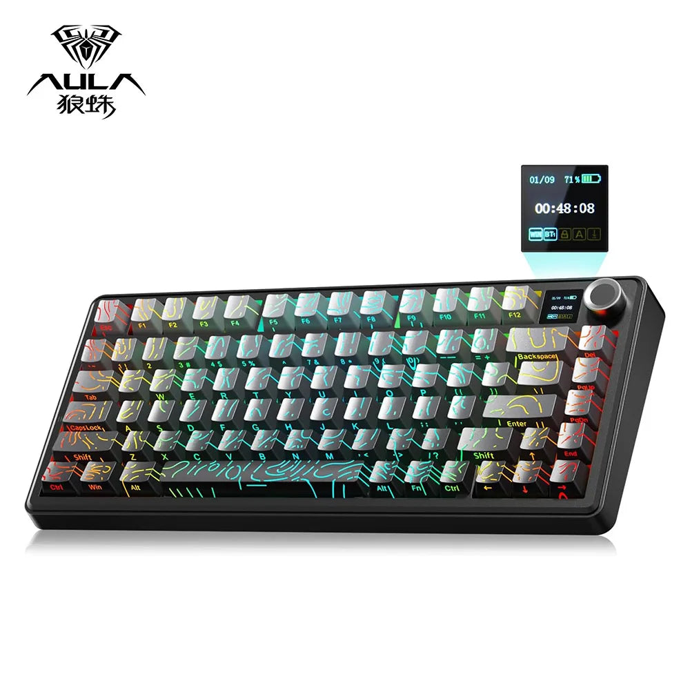 Aula F75 MAX Wireless Gaming Keyboard With Smart Digital Screen and Knob