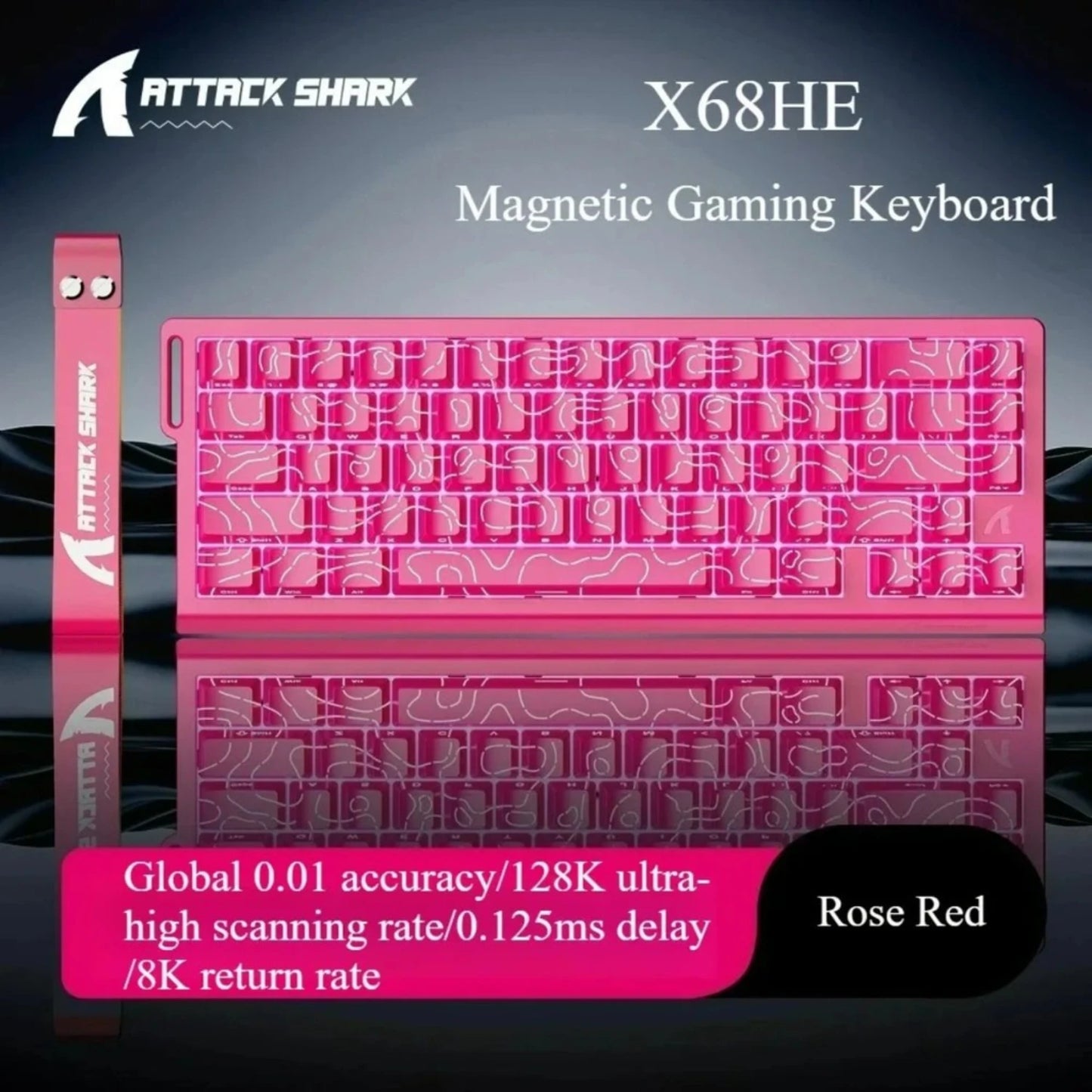 Attack Shark X68 HE Gaming Keyboard - Magnetic Mechanical, 0.01ms Rapid Trigger, 8000Hz Polling, Wired, 128K Ultra-Long Life