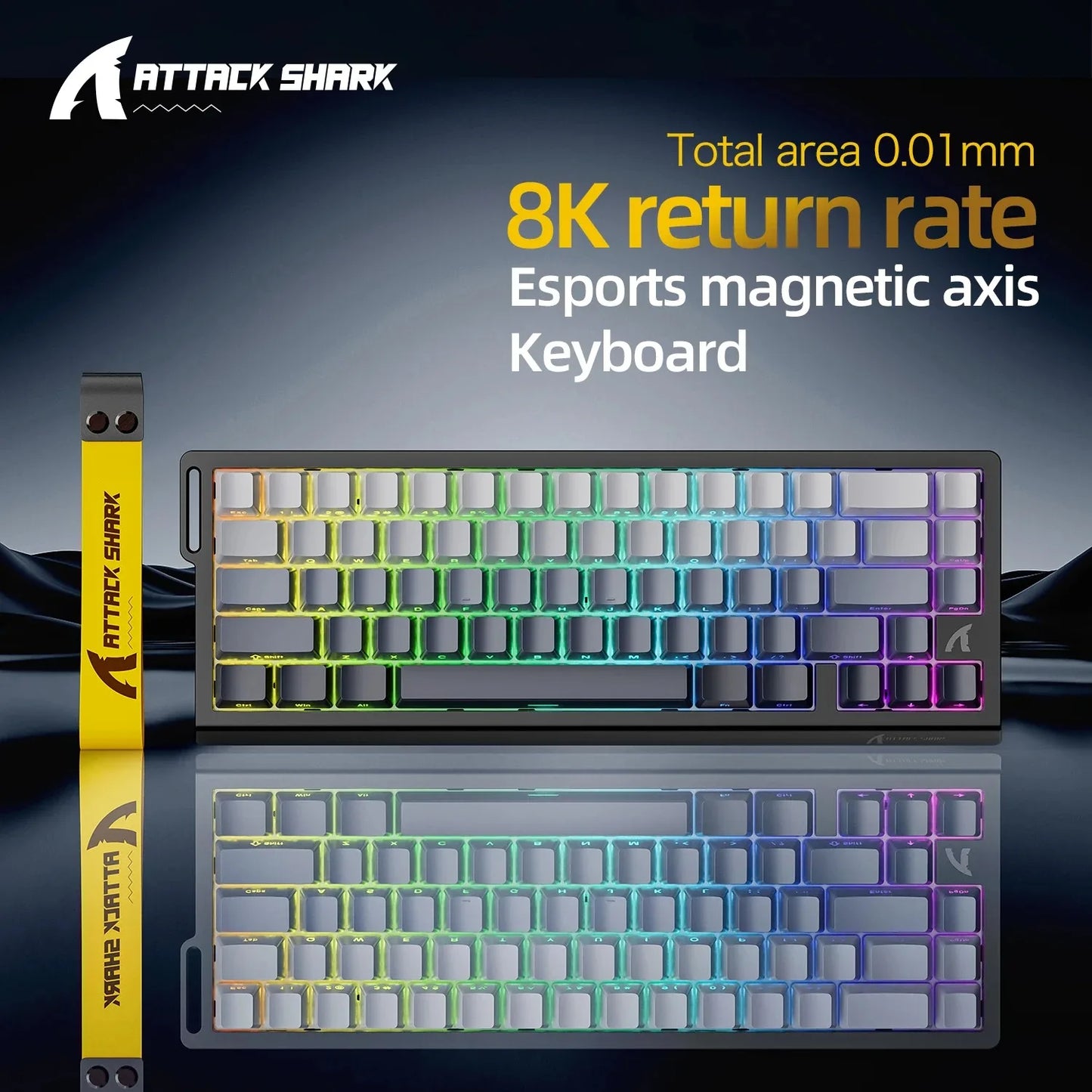 Attack Shark X68 HE Gaming Keyboard - Magnetic Mechanical, 0.01ms Rapid Trigger, 8000Hz Polling, Wired, 128K Ultra-Long Life